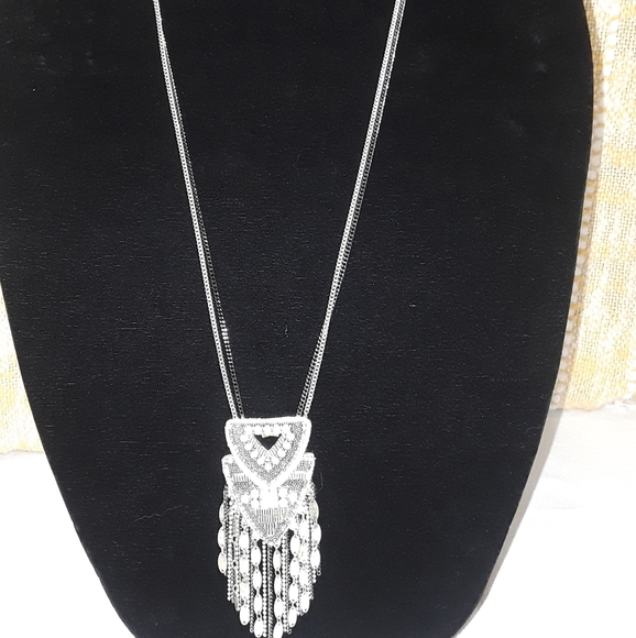 Stella & Dot Jewelry - Stella & Dot Chiara Necklace        Leather Backed Pendant w/Neutral Sparkle